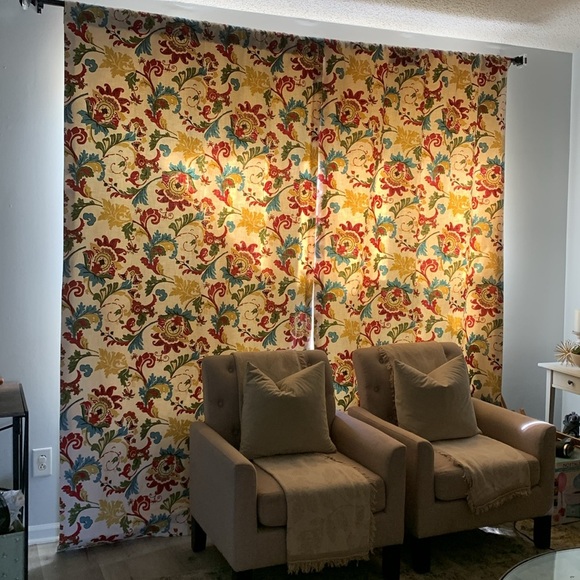 Set‎ of 4 Floral Patterned blackout curtains classic traditional red blue green - Picture 17 of 17